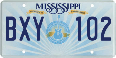 MS license plate BXY102
