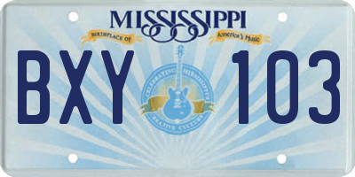 MS license plate BXY103