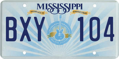 MS license plate BXY104