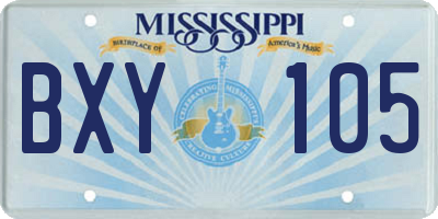 MS license plate BXY105