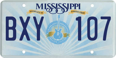 MS license plate BXY107