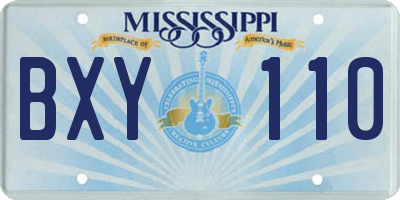 MS license plate BXY110