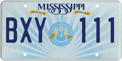 MS license plate BXY111