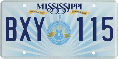 MS license plate BXY115