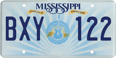 MS license plate BXY122