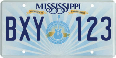 MS license plate BXY123