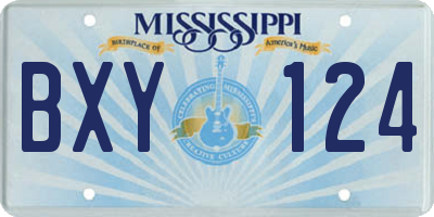 MS license plate BXY124