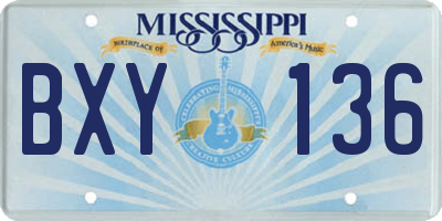MS license plate BXY136