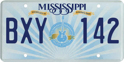MS license plate BXY142