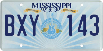 MS license plate BXY143