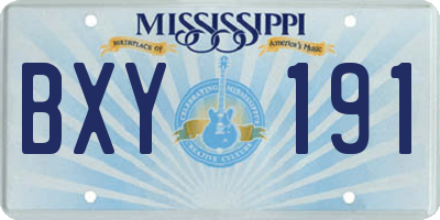MS license plate BXY191