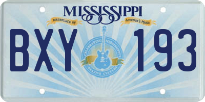 MS license plate BXY193