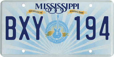 MS license plate BXY194