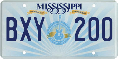 MS license plate BXY200