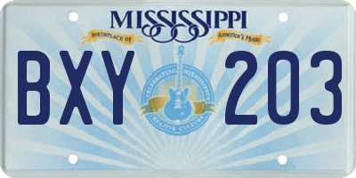 MS license plate BXY203