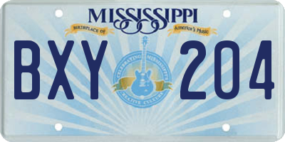 MS license plate BXY204