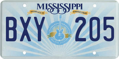 MS license plate BXY205