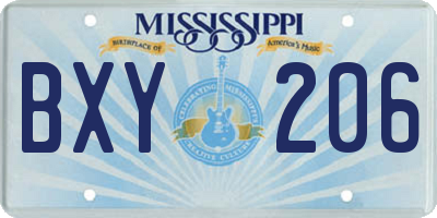 MS license plate BXY206