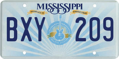 MS license plate BXY209