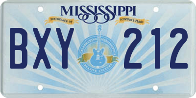 MS license plate BXY212