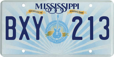 MS license plate BXY213