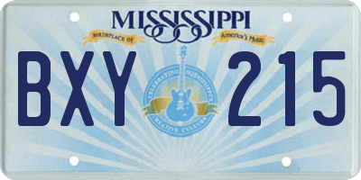 MS license plate BXY215