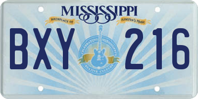 MS license plate BXY216