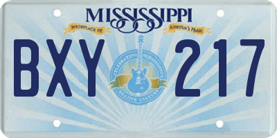 MS license plate BXY217