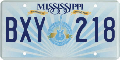 MS license plate BXY218