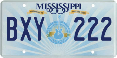 MS license plate BXY222