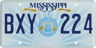MS license plate BXY224