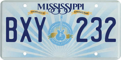 MS license plate BXY232