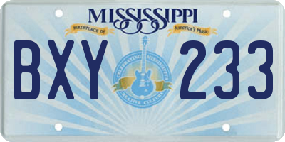 MS license plate BXY233