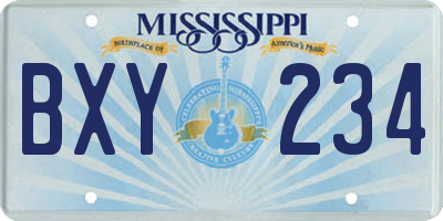 MS license plate BXY234