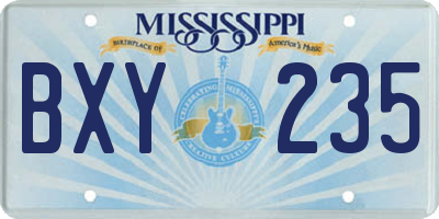 MS license plate BXY235