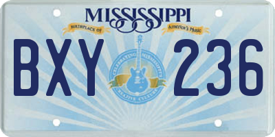 MS license plate BXY236