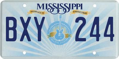 MS license plate BXY244