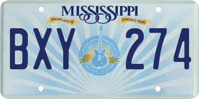 MS license plate BXY274