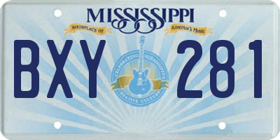 MS license plate BXY281