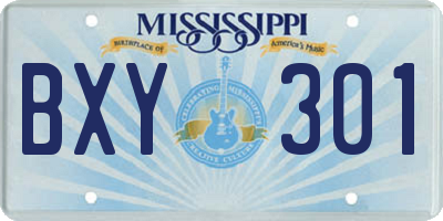 MS license plate BXY301