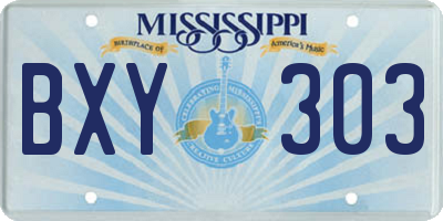 MS license plate BXY303