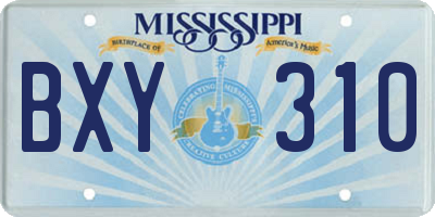 MS license plate BXY310