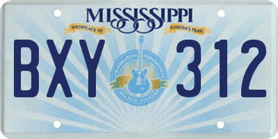 MS license plate BXY312
