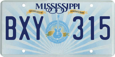 MS license plate BXY315