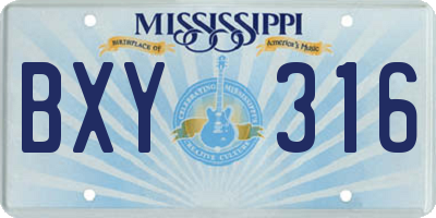 MS license plate BXY316