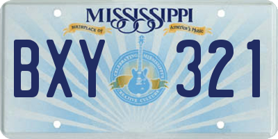 MS license plate BXY321