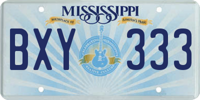MS license plate BXY333