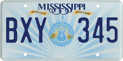 MS license plate BXY345