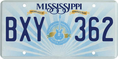 MS license plate BXY362