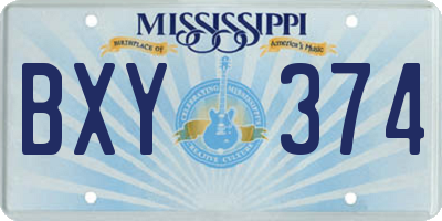 MS license plate BXY374